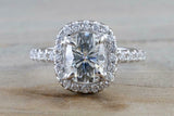 2.2ct Oval Cut VVS1 Diamond Engagement Ring 14k White Gold Finish Halo Solitaire