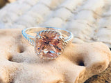 2ct Cushion Cut Morganite Braided Shank Solitaire Ring 14k White Gold Finish