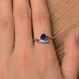 1ct Trillion Cut Blue Sapphire Bypass Style Engagement Ring 14k WhiteGold Finish