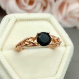 1.2ct Engagement Ring Round Black Diamond Infinity Solitaire 14k Rose Gold Over