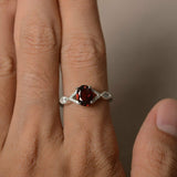 1.3ct Oval Cut Red Garnet Engagement Ring 14k White Gold Finish Unique Design