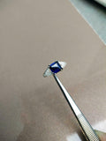 2ct Engagement Ring Asscher Cut Blue Sapphire Split Shank 14k White Gold Finish