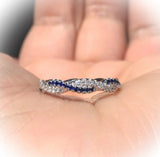 1ct Round Blue Sapphire Twisted Infinity Wedding Band Ring 14k White Gold Finish