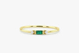 0.3ct Baguette Cut Green Emerald Minimalist Engagement Ring 14k Yellow Gold Over