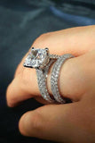 3ct Princess Cut Diamond Stylish Bridal Set Engagement Ring 14k WhiteGold Finish