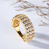 3Ct Round Cut Diamond Elegant Three Row Wedding Band Ring 14K Yellow Gold Finish