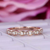 1ct Round Cut Diamond Wedding Band Half Eternity Stackable 14k Rose Gold Finish