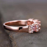 1ct Baguette Cut Pink Sapphire Fancy Design Engagement Ring 14k Rose Gold Finish