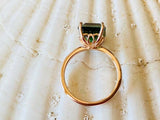 2.4ct Engagement Ring Green Emerald Cut Solitaire Women 14k Yellow Gold Finish