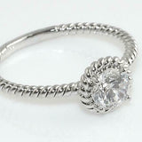 0.5ct Round Cut Diamond Engagement Ring Braided Solitaire 14k White Gold Finish