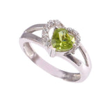 1.6ct Engagement Ring Heart Cut Green Peridot Split Shank 14k White Gold Finish