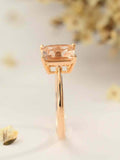 1.2ct Princess Cut Peach Morganite Minimalist Solitaire Ring 14k RoseGold Finish