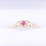 1.2ct Round Cut Pink Ruby Engagement Ring Petite Minimalist 14k Yellow Gold Over