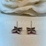 2ct Pear Cut Simulated Pink Ruby Floral Stud Earrings 14k White Gold Plated