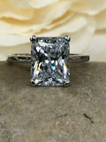 3Ct Radiant Cut Diamond Classic Solitaire Engagement Ring 18K White Gold Finish