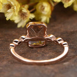 2ct Emerald Cut Peach Morganite Solitaire with Accents Ring 14k Rose Gold Finish