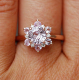 2ct Round Cut Peach Morganite Diamond Flower Engagement Ring 14k Rose Gold Over