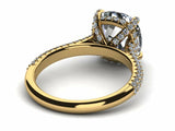 2ct Cushion Cut Diamond Accent Solitaire Engagement Ring 14k Yellow Gold Finish