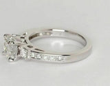 3Ct Princess Diamond Trilogy Engagement Ring 14K White Gold Finish Round Accents