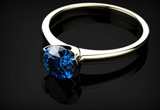 0.5ct Round Cut Blue Sapphire Classic Women Solitaire Ring 14k Yellow Gold Over