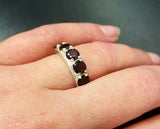 5ct Wedding Ring Band Round Cut Red Garnet Half Eternity 14k White Gold Finish