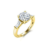 Tapered Baguette Accents Trilogy Ring 2ct Round Cut Diamond 14k WhiteGold Finish