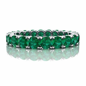 2.5ct Round Cut Green Emerald Wedding Band Iced Full Eternity 14k WhiteGold Over