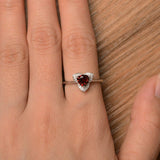 1.2ct Heart Cut Red Garnet Floral Solitaire Engagement Ring 14k WhiteGold Finish