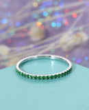 1ct Round Cut Green Emerald Full Eternity Wedding Band Ring 14k WhiteGold Finish