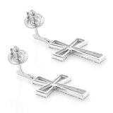 3Ct Round Cut Diamond Jesus Cross Stud Earrings for Women 14K White Gold Finish