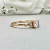 1.5ct Engagement Ring Round Cut Diamond Leaf Marquise Accent 14k YellowGold Over