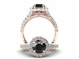 2ct Round Cut Black Diamond Engagement Ring Halo Bridal Set 14k Rose Gold Finish