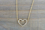 1.5ct Round Diamond Heart Shape Open Design Pendant Chain 14k YellowGold Finish