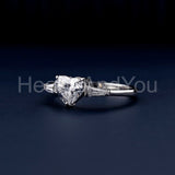 1ct Heart Cut Simulated Diamond Three Stone Engagement Ring 14k WhiteGold Plated