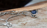 1ct Round Cut Blue Sapphire Unique Design Pendant 14k White Gold Finish NO CHAIN