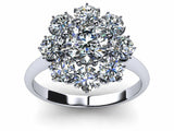 2ct Round Cut VVS1D Diamond Floral Flower Engagement Ring 14k White Gold Finish