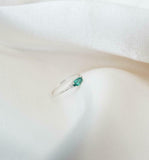 0.2ct Marquise Cut Green Emerald Trilogy Minimalist Ring 14k White Gold Finish