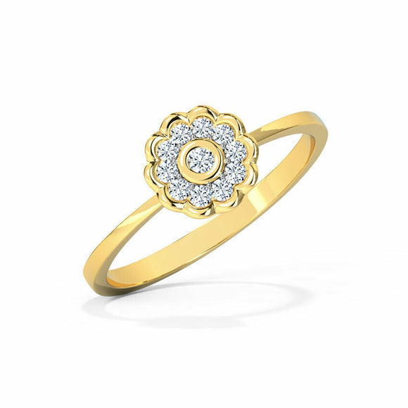 1ct Engagement Ring Round Diamond Cluster Floral Solitaire 14k Yellow Gold Over