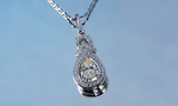 1.2ct Pear Cut Diamond Pendant Halo Pear Shape 14k White Gold Finish NO CHAIN