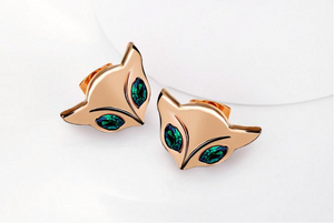 1Ct Marquise Cut Green Emerald Fox Eyes Stud Earrings Women 14K Rose Gold Finish