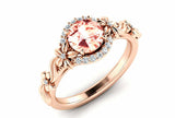 2ct Round Cut Morganite Floral Stylish Solitaire Accent Ring 14k Rose Gold Over