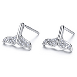 1.3ct Round Cut Diamond Mermaid Tail Wedding Stud Earrings 14k White Gold Finish