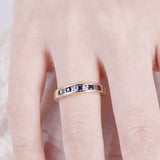 1ct Princess Cut Blue Sapphire Eternity Wedding Band Ring 14k Rose Gold Finish