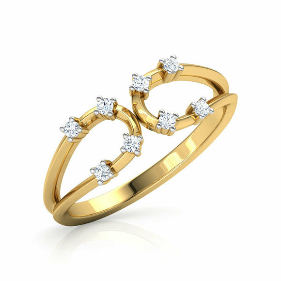 1ct Engagement Ring Round Cut Diamond Cuff Design 14k Yellow Gold Finish