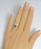 1ct Round Cut Blue Sapphire Engagement Ring 14k White Gold Over Accent Solitaire