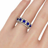 4Ct Round Cut Blue Sapphire Diamond Braided Wedding Band 14K White Gold Finish