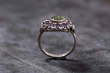 2.8ct Engagement Ring Round Cut Green Peridot Vintage Halo 14k White Gold Finish