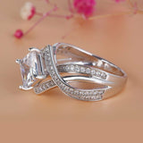 3Ct Princess Cut Diamond Split Band Unique Engagement Ring 14K White Gold Finish