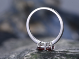 0.5ct Heart Cut Red Garnet Engagement Ring Bow Trendy Design 14k White Gold Over