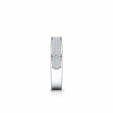 Three Row Half Eternity Wedding Band 1.5ct Round Cut Diamond 14k White Gold Over